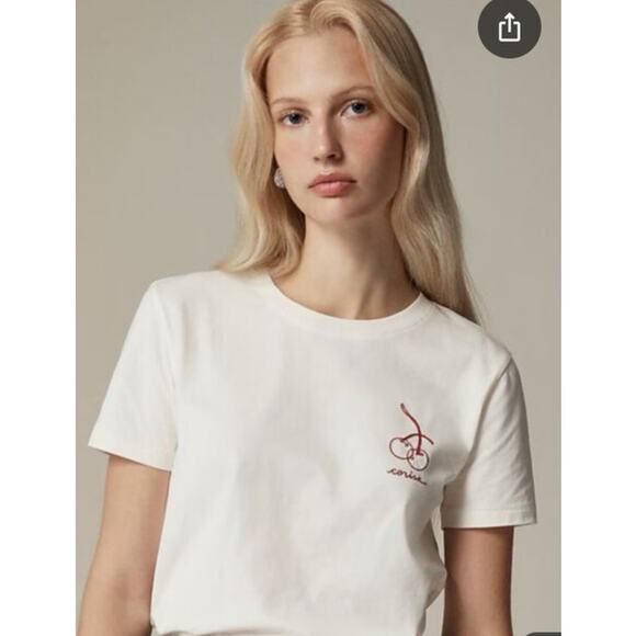 J Crew Cerish Cherie Cotton Classic Fit Graphic Tshirt US Women's XS New - Picture 1 of 6